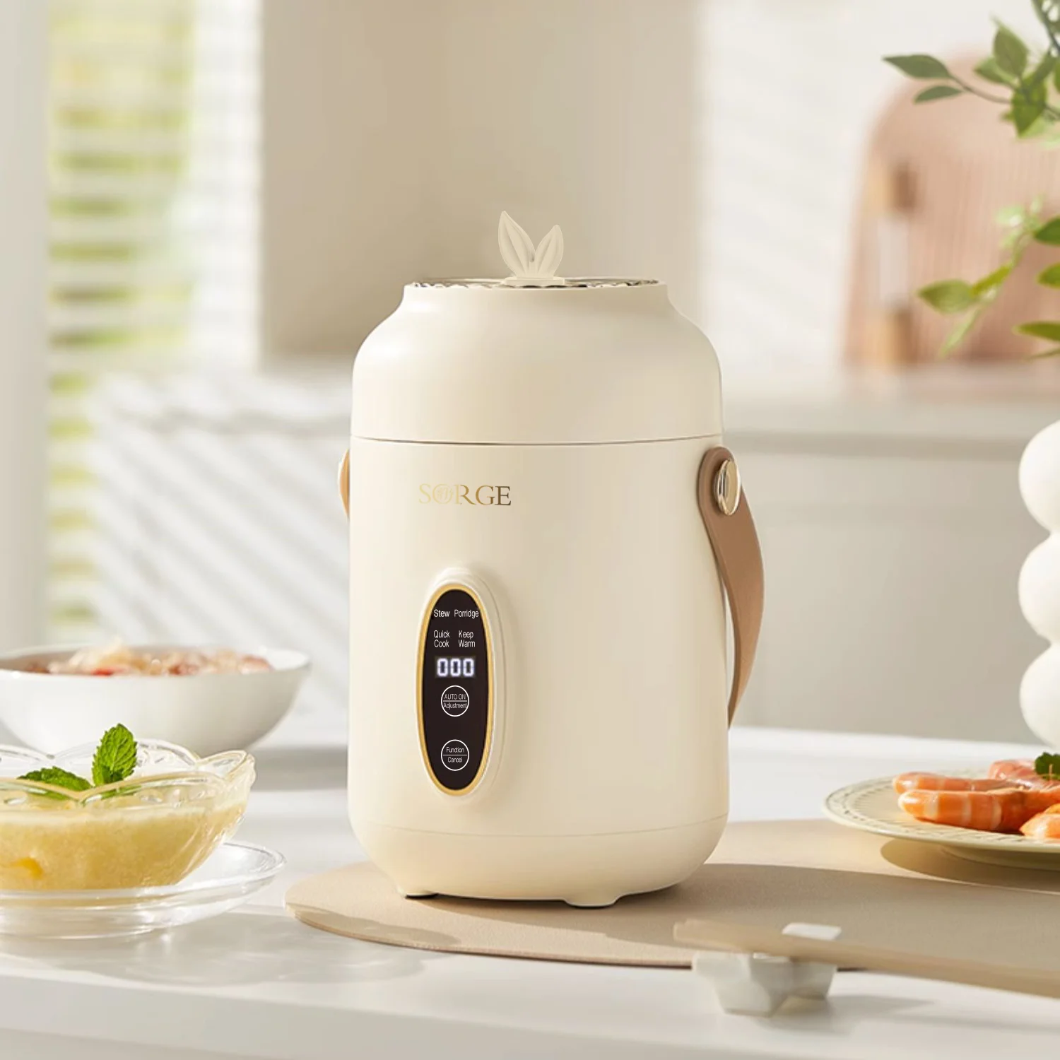 900ML Mini Portable Intelligent Small Electric Ceramic Stew Pot Rice Cookier Electric