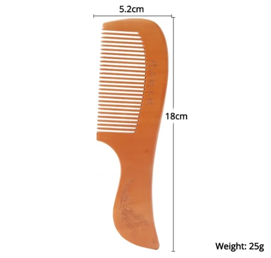 13Styles Natural Peach Wood Comb Anti-Static Handcrafted Fine Tooth Comb Massage Head Classic Comb Hair Styling Hair Care Tool