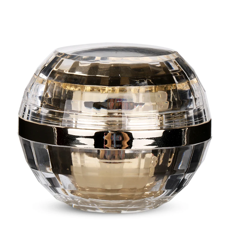 LANGRUN Global Fashion Uv Gel Container Acrylic Pot Cosmetic Jar Acrylic Plastic for Nail Gel Customized Gold 5ml 15ml 30ml 50ml