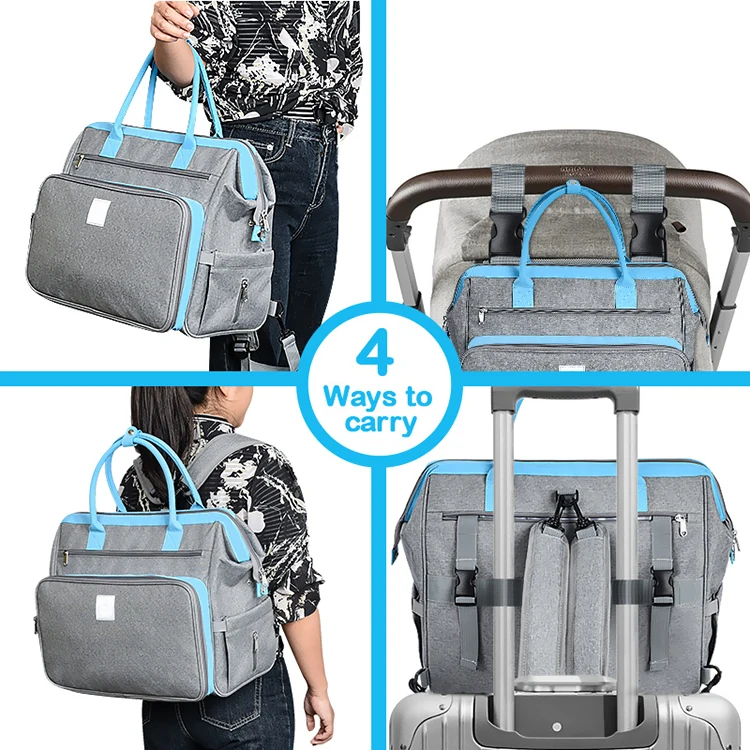 Custom durable new born waterproof carry tote mother backpack multifunctional baby folding diaper bag