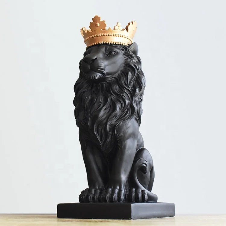 Royal Crown Resin Stone Lion Statue Figurine Animal King Furnishings Crafts