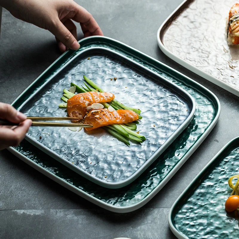 New modern japanese plate style marble ceramic plates for sushi and steak dinner plate