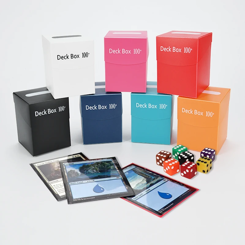 Wholesale Retail Black Red Green White Blue Yellow Magic MTG FOW Yugioh Card Deck Box holds 80+ 100+ sleeved card