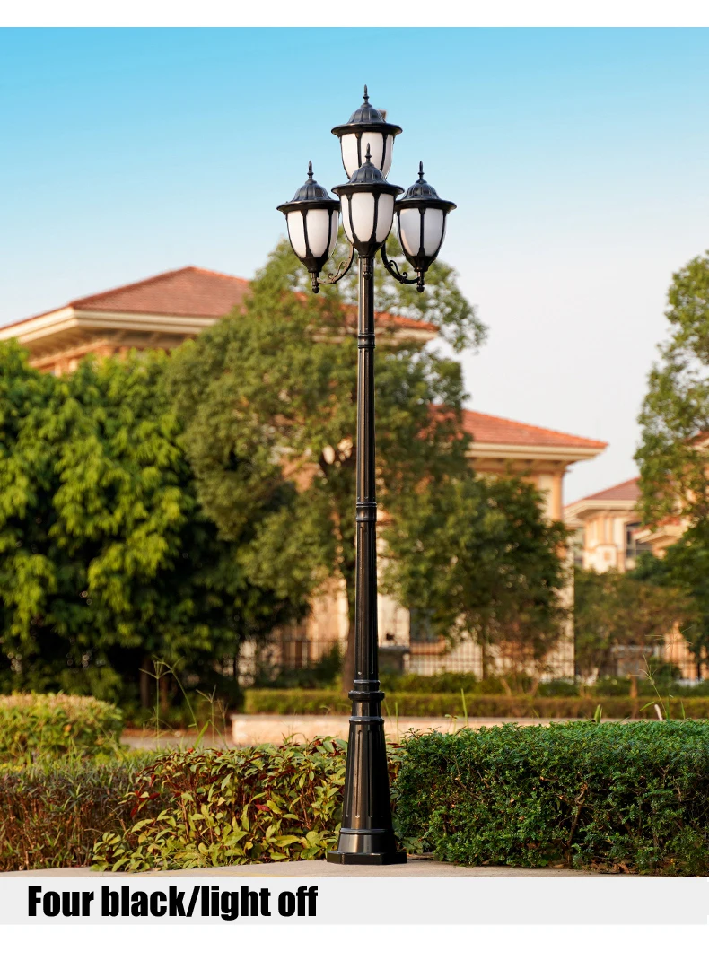 High quality Outdoor waterproof IP65 Street Vintage Outdoor Garden Solar Charged LED Lamp Post LED Garden Light