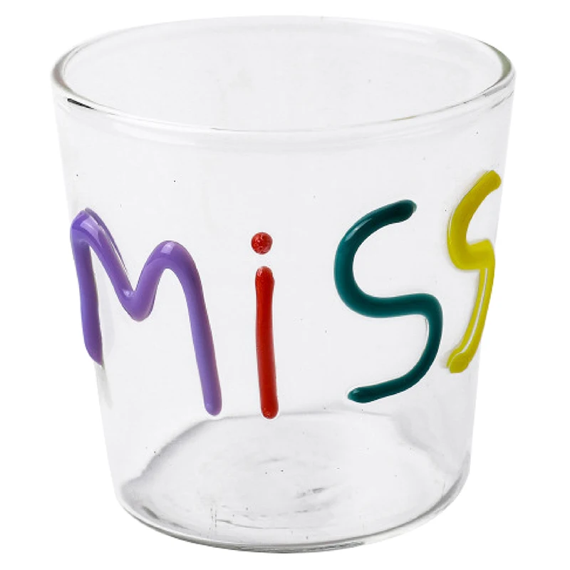 OEM Hand Blown Heat Resistant Party Decorative Drinking Glasses Borosilicate Colored Letter Pattern Glass Tumbler