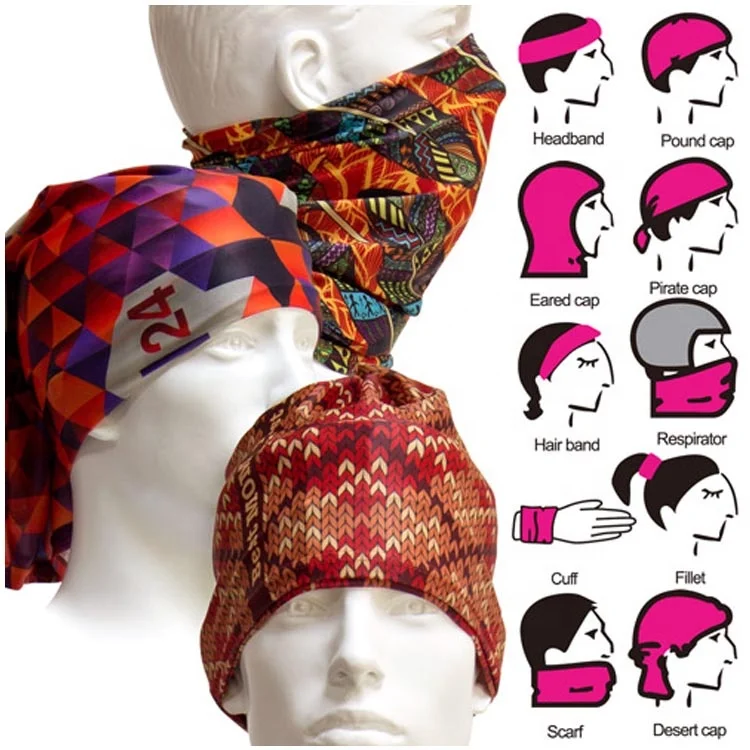 100% Microfiber Polyester Customised Magic Bandana Headwear