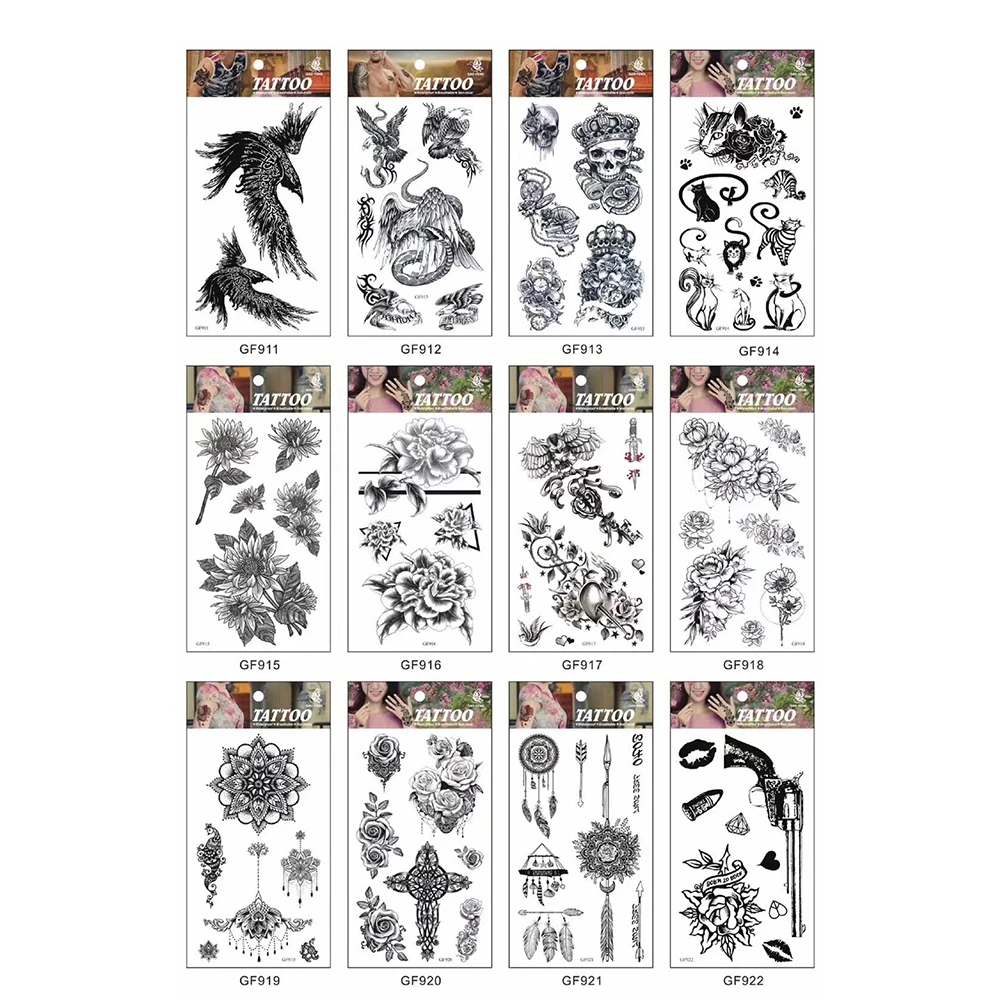 Customized Water Transfer Paper Waterproof Temporary Tattoo Stickers 100 Tattoo Stickers