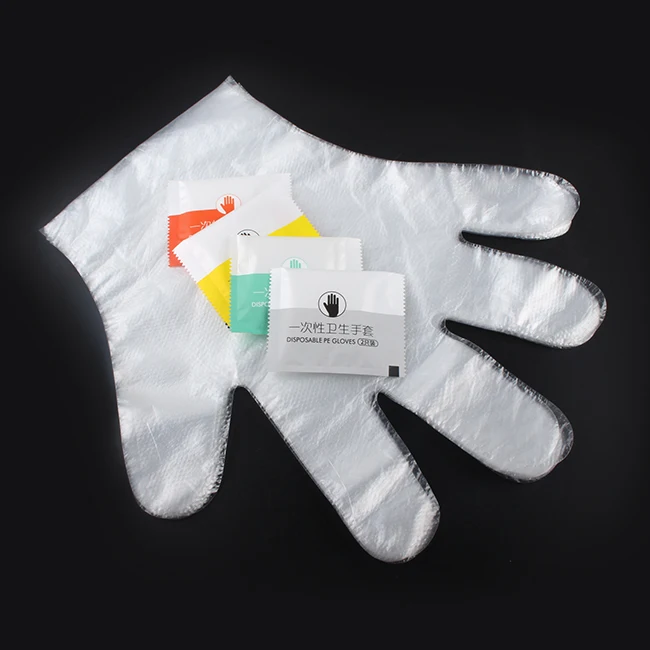 Custom PE Food Disposable Hand Plastic Gloves Transparent Disposable Individually Wrapped Gloves For Handing