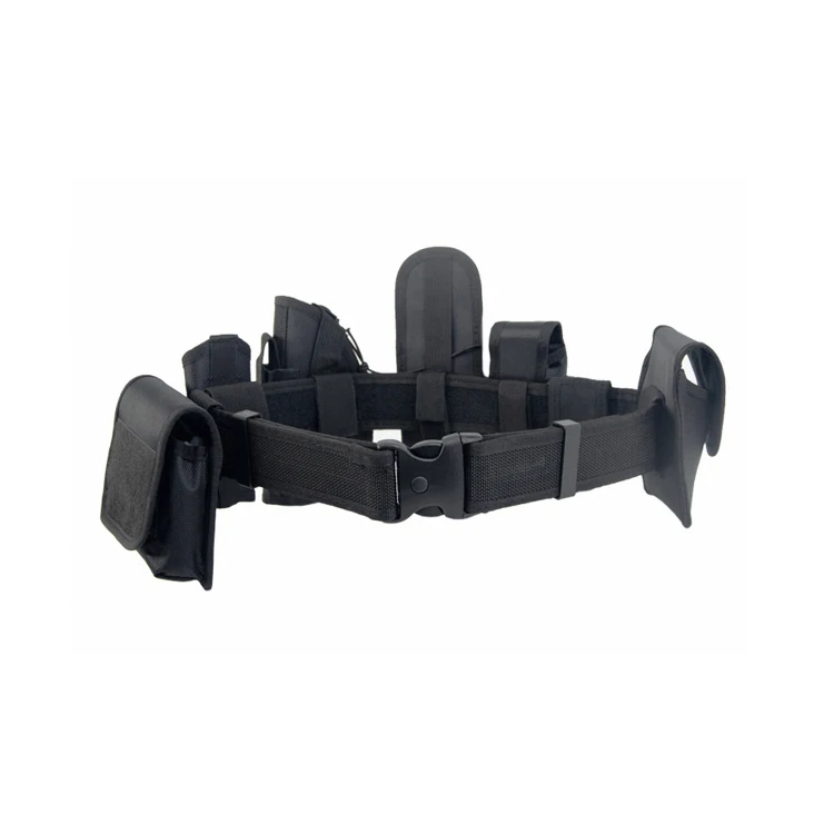 Multi-Purpose Tactical Eight-Piece Belt Black Nylon Oxford Security Patrol Belt Tactical Belt