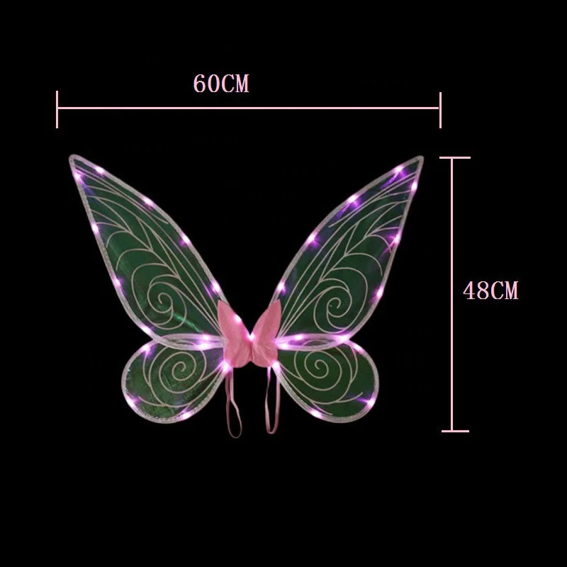 Fairy Elf Princess Angel Wings Halloween Cosplay Costumes Ribbon Performance props children adult DIY luminous wings with light