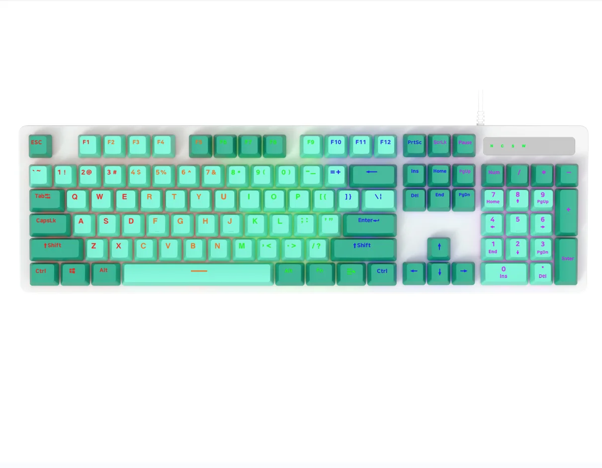 Wholesale USB Wired Ergonomic Blue Switch Lights Led Keyboards Mechanical Keyboard
