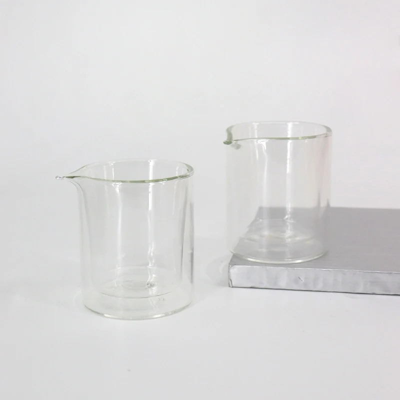 Luxury Round Empty Double Wall Clear Borosilicate Glass Body Essential Oil Massage Candle Jar with Spout