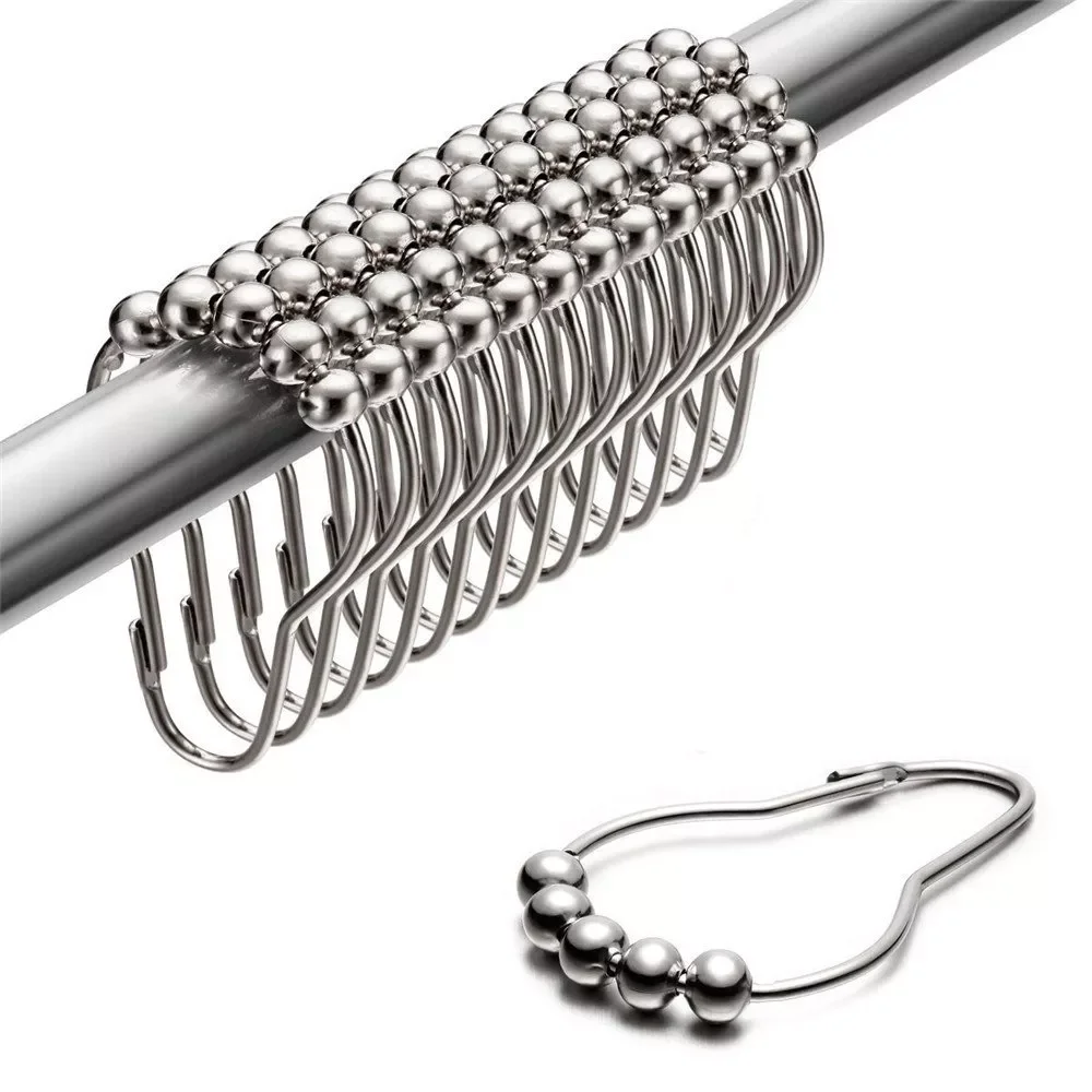 Rustproof Stainless Steel Shower Curtain Rings Hooks For Bathroom Shower Rod