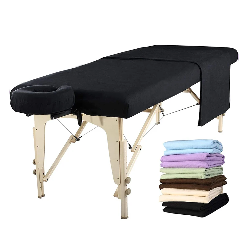 Manufacturer wholesale OEM 100% Cotton Deluxe Massage Table Flannel 3 Piece Sheet Set Cotton Flannel Cover Set For Massage Table
