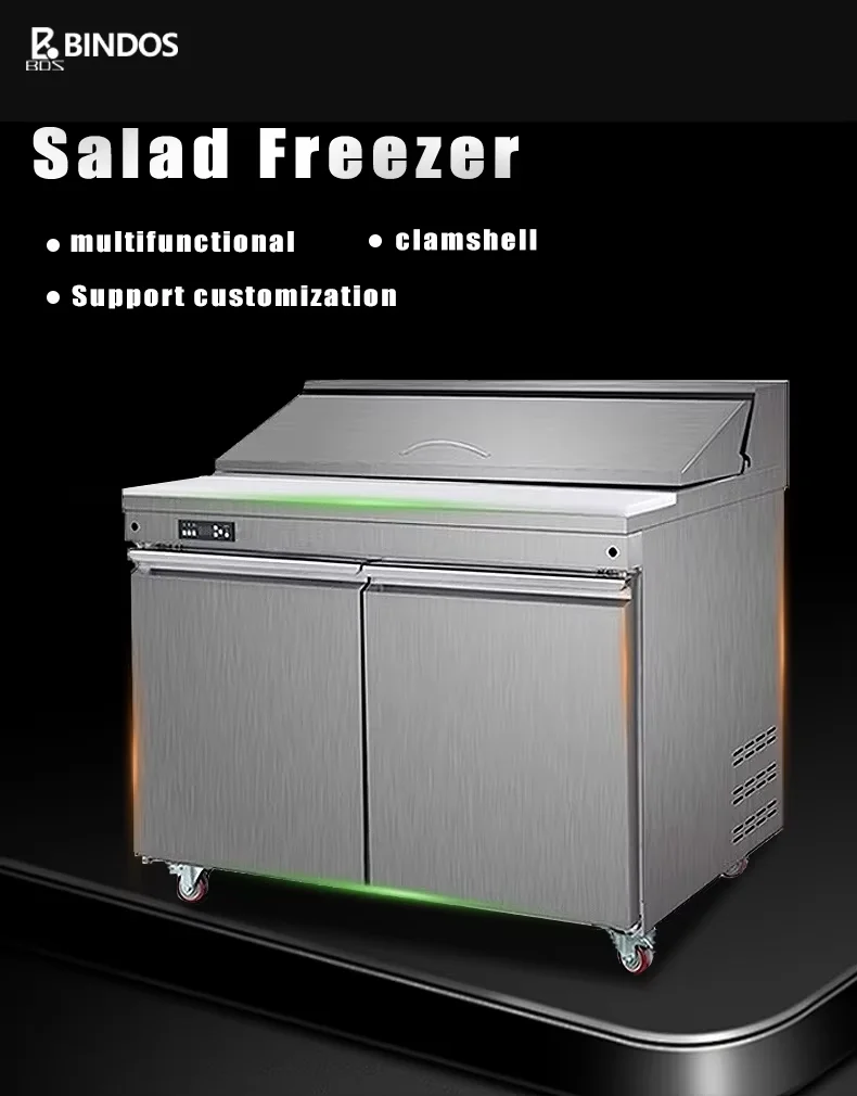 450L Pizza Freezer Workbench Refrigeration Equipment 304 Stainless Steel Counter Top Refrigerator Chiller
