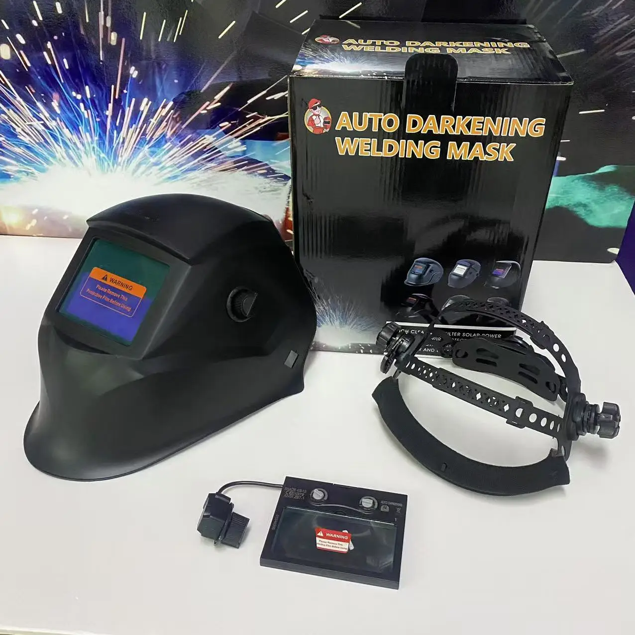Best Selling in Russia Auto Darkening Welding Helmets Solar Powered Welding Mask casco de soldadura DIN 9-13 For Welder Mig Tig