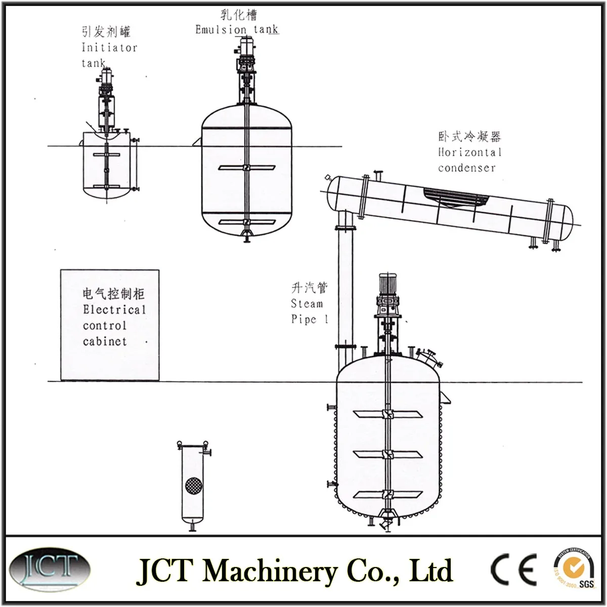 1000L-20000L Continuous Stirred Tank Reactor Industrial Batch Reactor