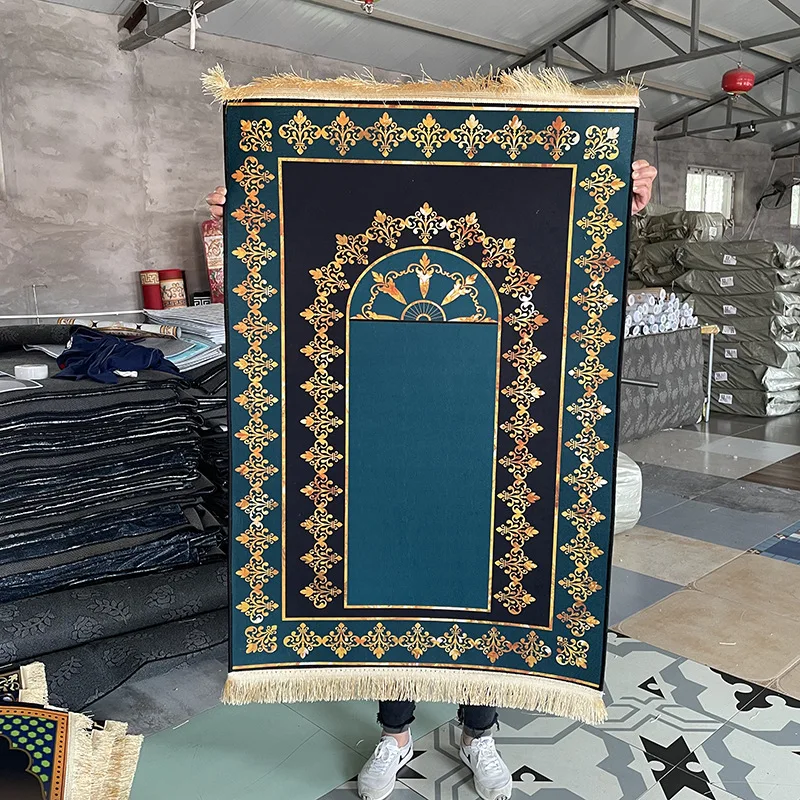 Libosa Cross-border Amazon crystal velvet printing prayer Carpet Tassel portable prayer mat prayer worship blanket restaurant Us