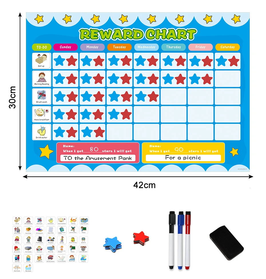 
High Quality Dry Erasable Magnetic Independent Reward Chart Game Board With Stickers toys 
