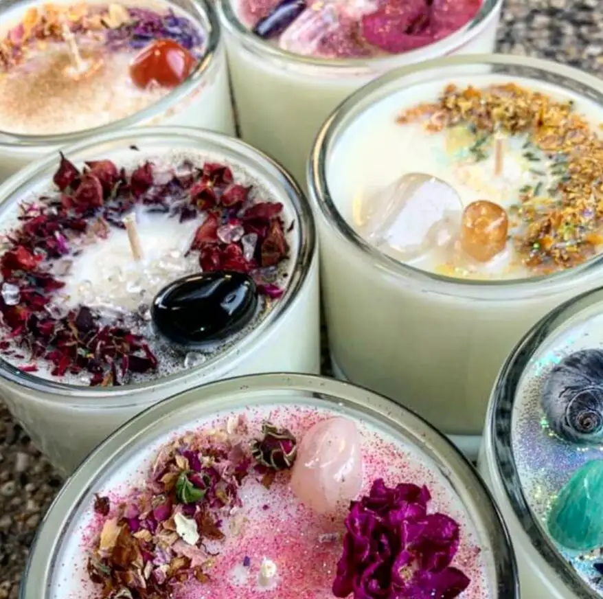 Herbal Scented Spiritual Candles with Stones Crystals for Holiday Bars