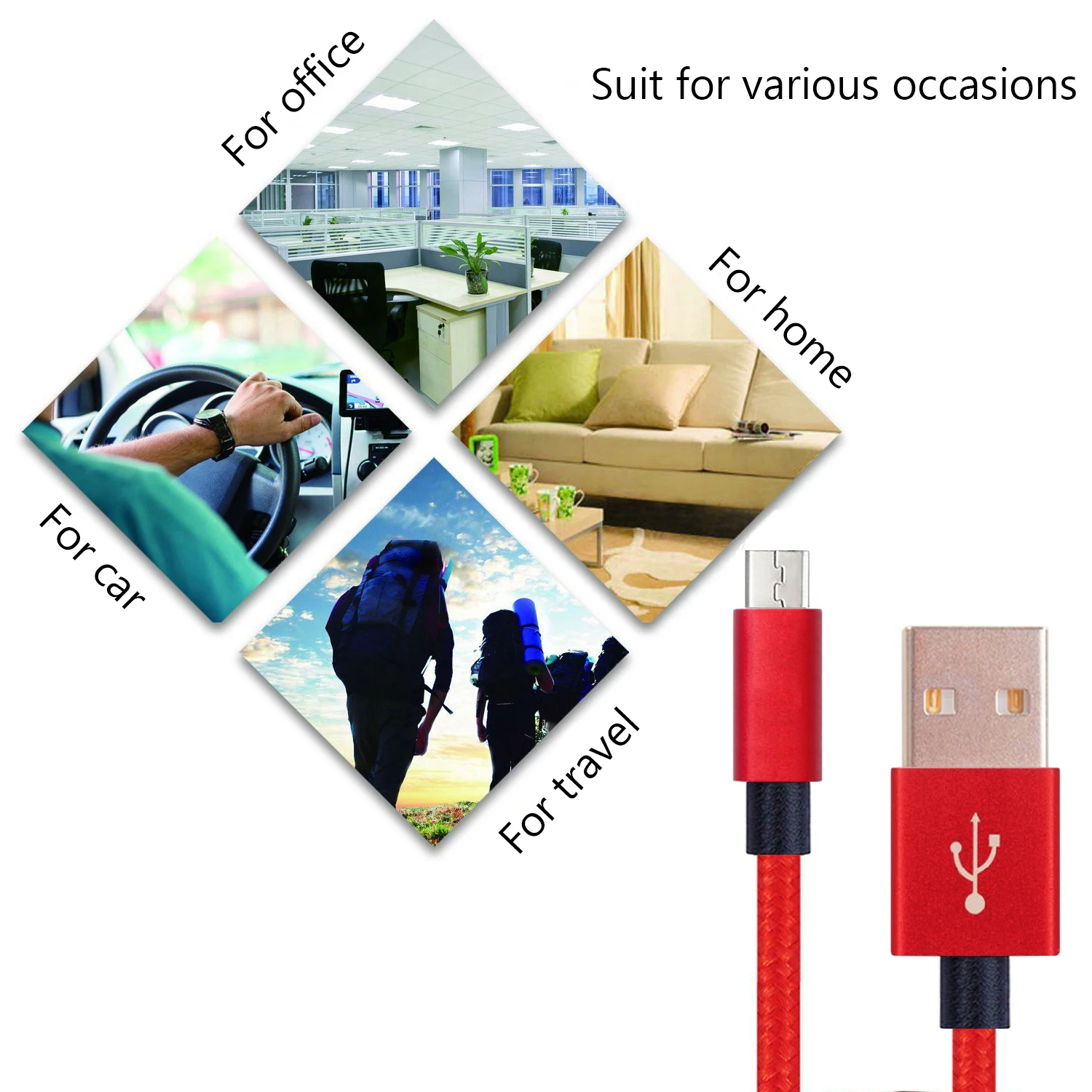 USB to Micro V8 5 PIN data Cable nylon braided Fast Charging USB Cable phone Charger Cable 3ft 6ft 10ft customized