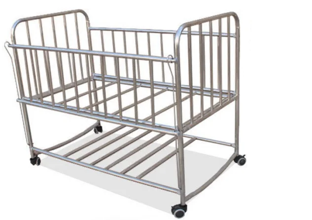 MT MEDICAL hospital trolley Stainless steel bed baby cart child crib children cot with sliding side rails