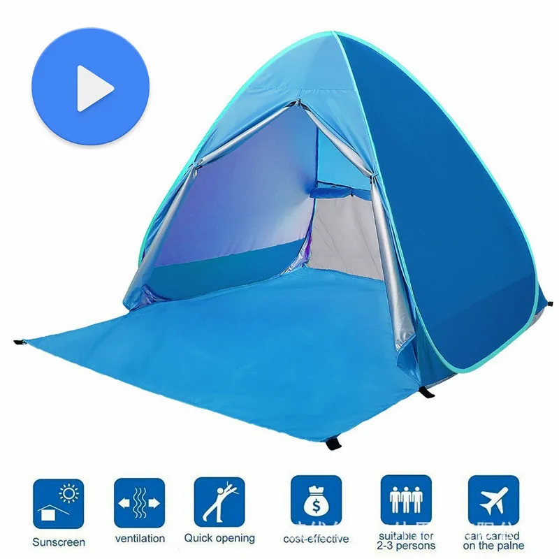 Portable Outdoor Beach Grassland Camping Tents Quick Build Single Layer 2 Person Tents for Park Picnic