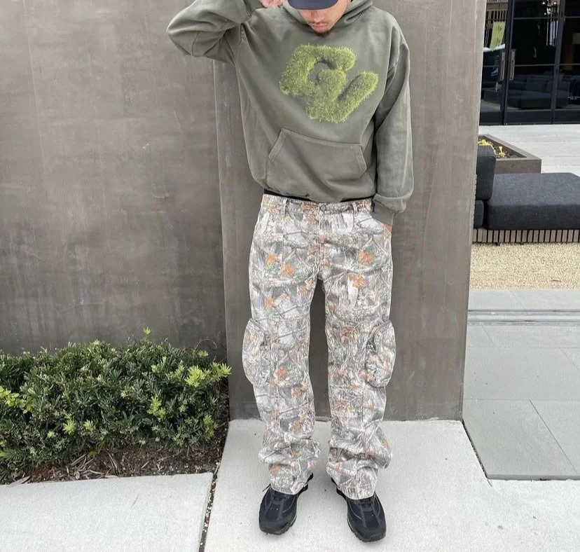 Customized High Quality 100% Cotton Hunting Real Tree Camo Stacked Parachute Carpenter Men Custom Cargo Pants