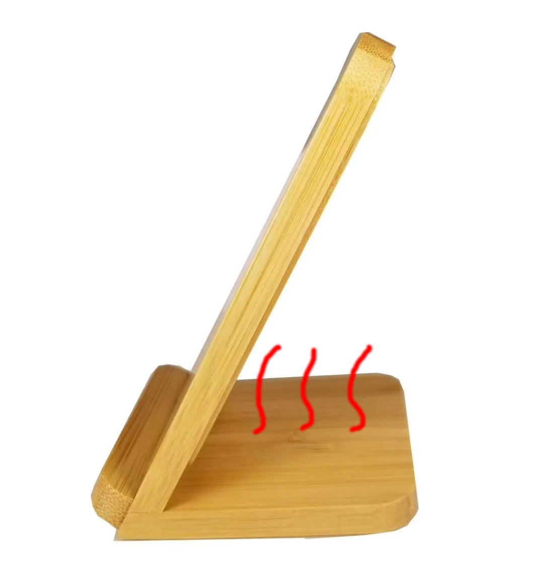 Бамбук 10 Вт Qi Беспроводное зарядное устройство подставка для мобильного телефона