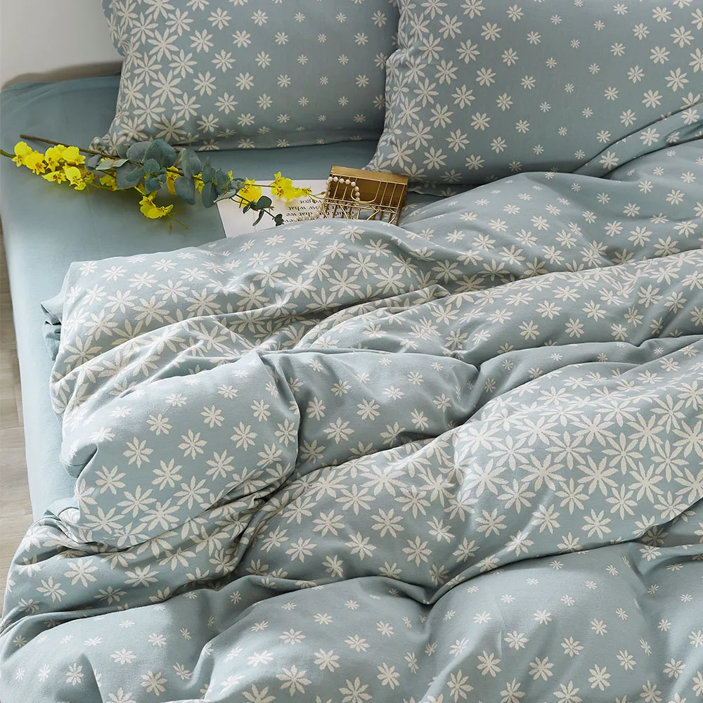 Simple and stylish jacquard sunflower floral 100% cotton jacquard knit printed duvet cover set for home