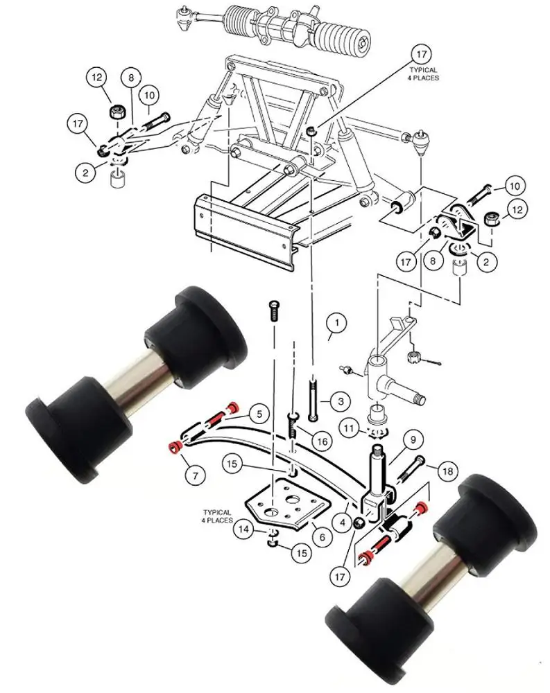 Front Leaf Spring Bushing and Sleeve Kit for Club Car DS Golf Cart #1015583 1012303
