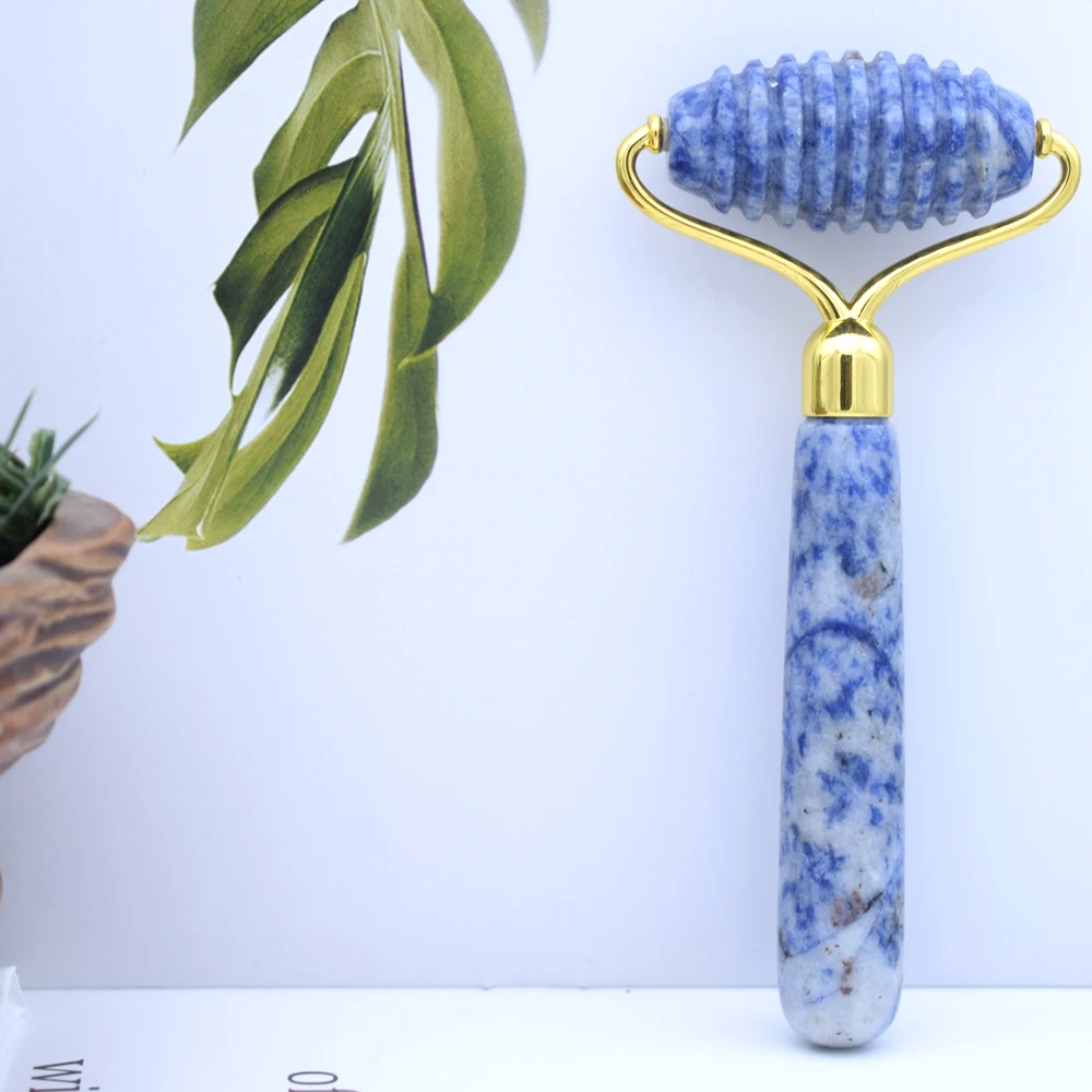 Customized single head dace real venus eye ridged roller and jade roller set with box spikes original massage steps facial tube