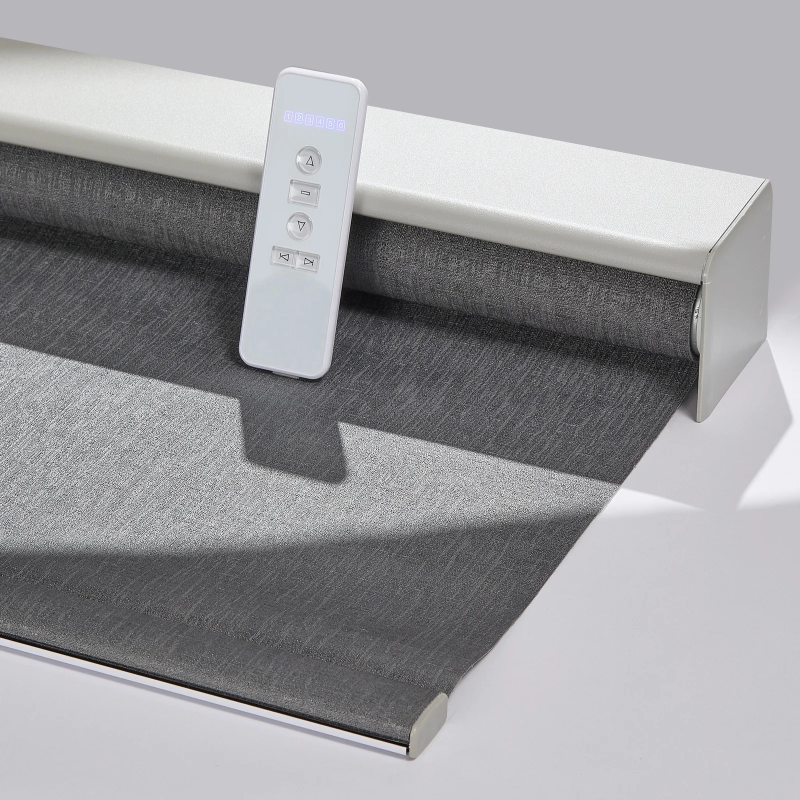New Style Elegant Jacquard Fabric Battery Power Motorized Window Roller Blinds Automatic Office Roller Shades For Home