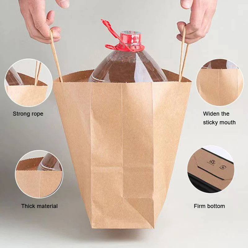Small Custom Food Color Jumbo Brown Red Color Open Mouthed Kraft Paper Bags