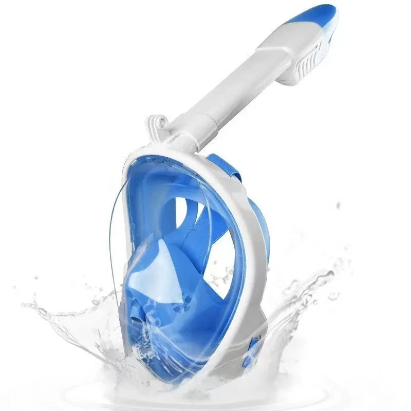 Full face dry diving swimming free to breathing 180 panoramic view anti leak full snorkel mask for adults and kids