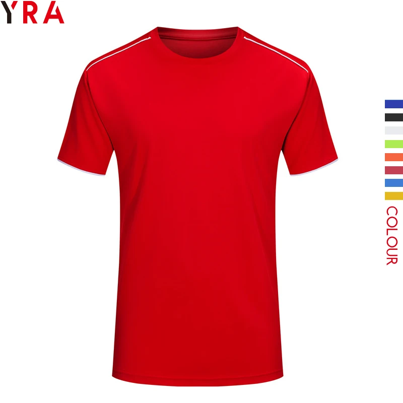 Custom Wholesale Mesh Sports Cheap t Shirts Bulk Plain Active Football Soccer Training T-shirt for Men Kids 100% Polyester Shirt