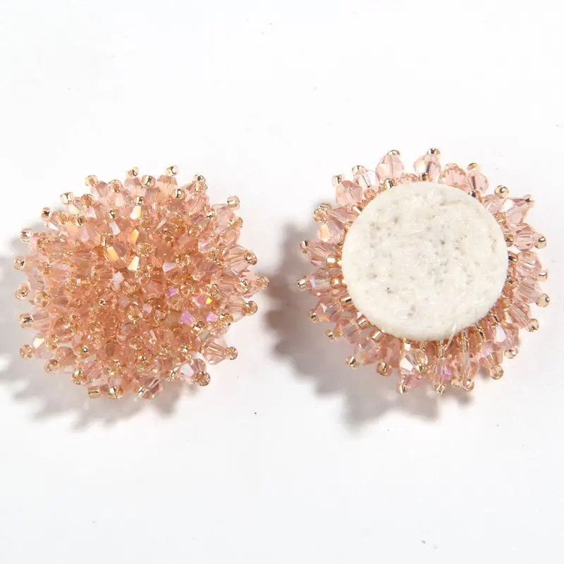 10PCS/Bag 37MM Flower Bead Patch Acrylic Crystal Rhinestone Pearl Embellishment Cloth Felt Applique For Bags Shoes Sew Hair