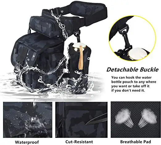 Multifunctional Tactical Outdoor Motorcycling Hiking Traveling Drop Leg Waist Bag Pack Water Bottle Fishing Tool Pouch