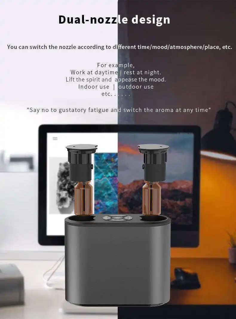 Electric Aroma Diffuser For Home 0ffice New Design Modern Waterless Atomizing Diffuser Rechargeable Dual Nozzle Aromatherapy