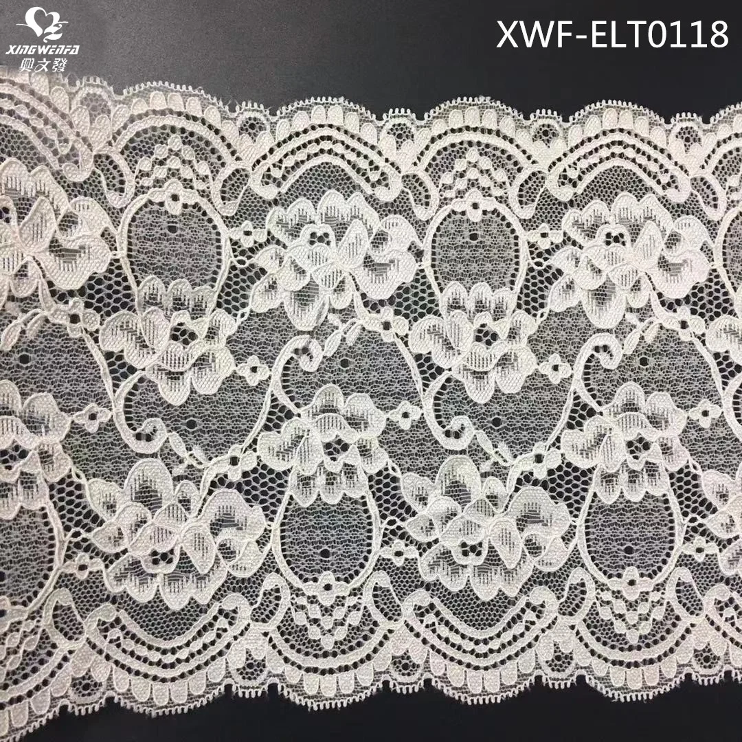 Good quality 18cm border lace trim embroidery white milk silk embroidery lace fabric