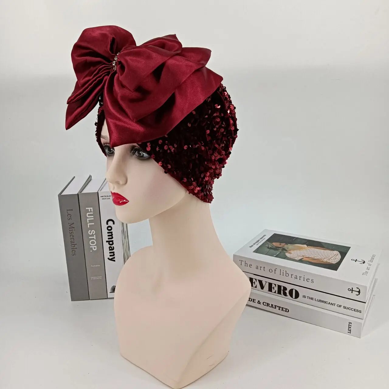China Suppliers Sequin Turban Wholesale Bow Knot Turban Popular African Women Sequin Headwrap