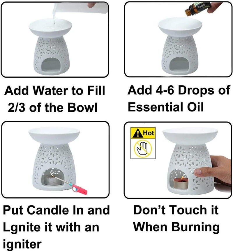 Ceramic Tea Light Holder Wax Melt Warmer Multi-Function Candle Wax Warmer Fragrance Warmer Aromatherapy Essential Oil Burner