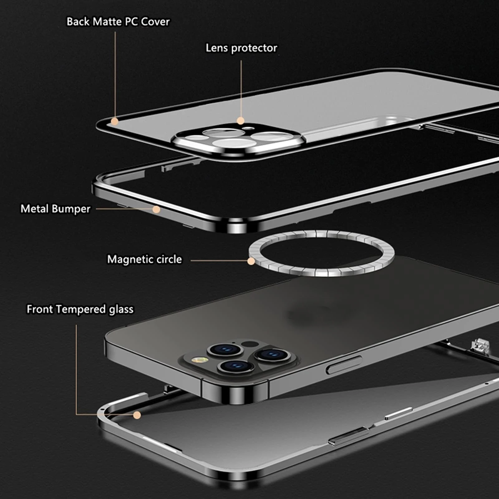 С Iphone 12 Pro Max Защитный Тонкий чехол Магнитный прозрачный сильные магниты для телефона Аксессуары мобильных телефонов T1 5