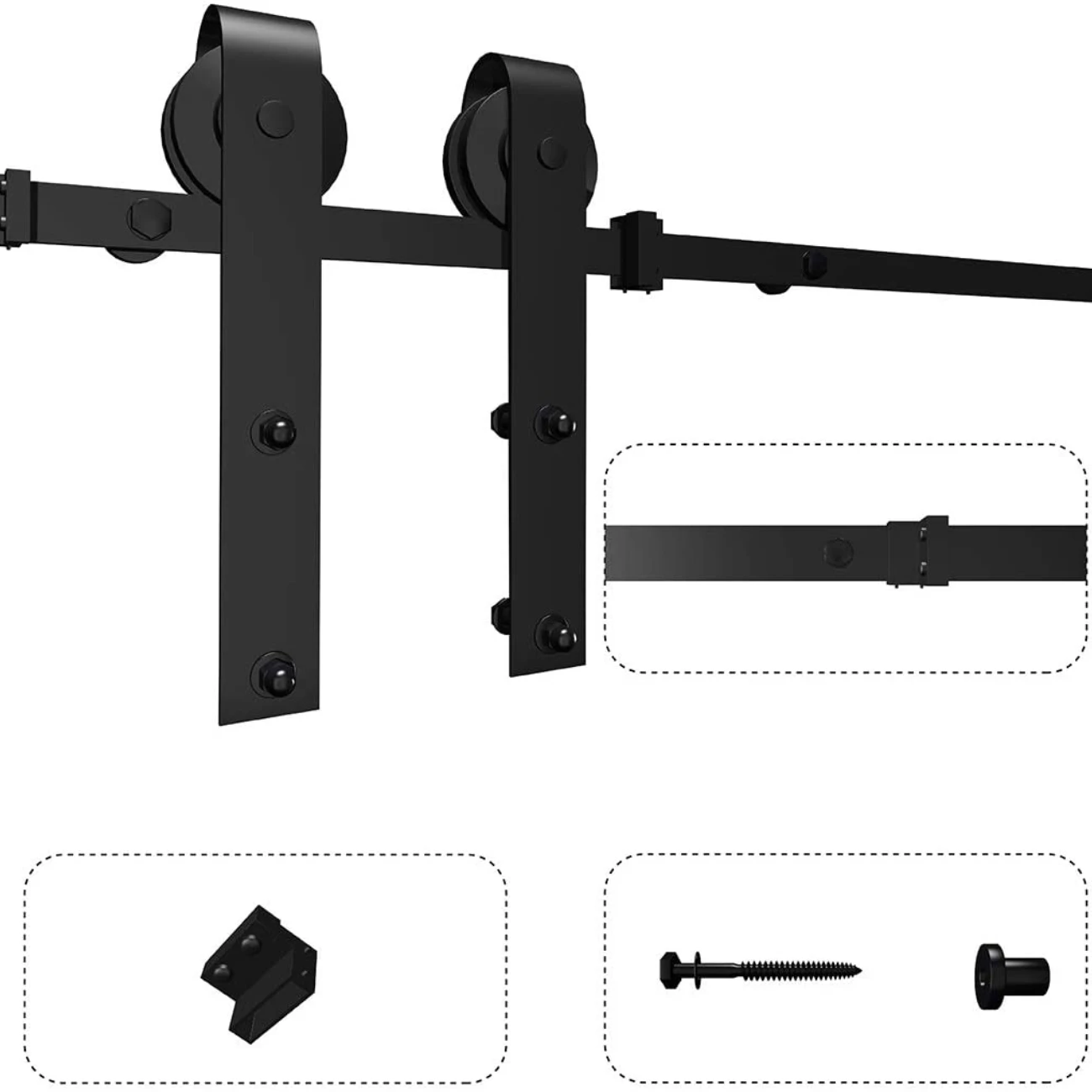 AAG Heavy Duty Modern Style Single Slide Track Waterproof Wooden Door Rails J Shape Sliding Doors Hardware Kits