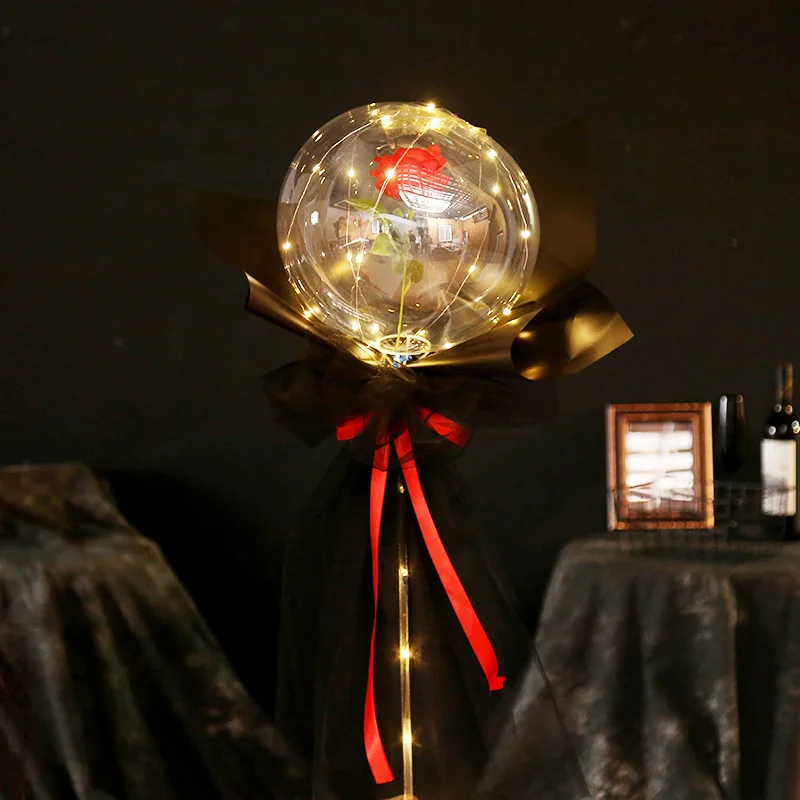 Воздушный шар в виде Розы, букет прозрачных воздушных шаров, светодиодный светящийся шар в стиле Бобо, День святого Валентина