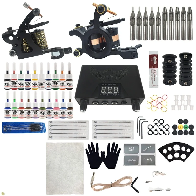 1 box order new arrival high quality tattoo coil machine pen full complete set single power professional tattoo gun set cheap