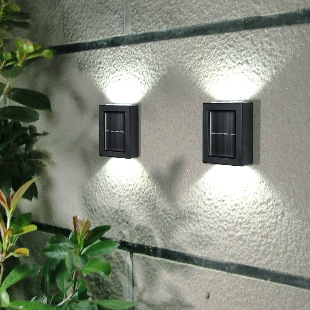 Factory Price Outdoor Solar Powered Fencing Wall Lights Waterproof Solar Panel Cell 2Led Wall Washer Light UP DOWN lihgt