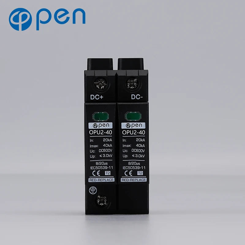 OPEN t1 t2 type 2 20ka 40ka 2p 3p 500v 800v 1000v dc pv spd surge protective device for solar system
