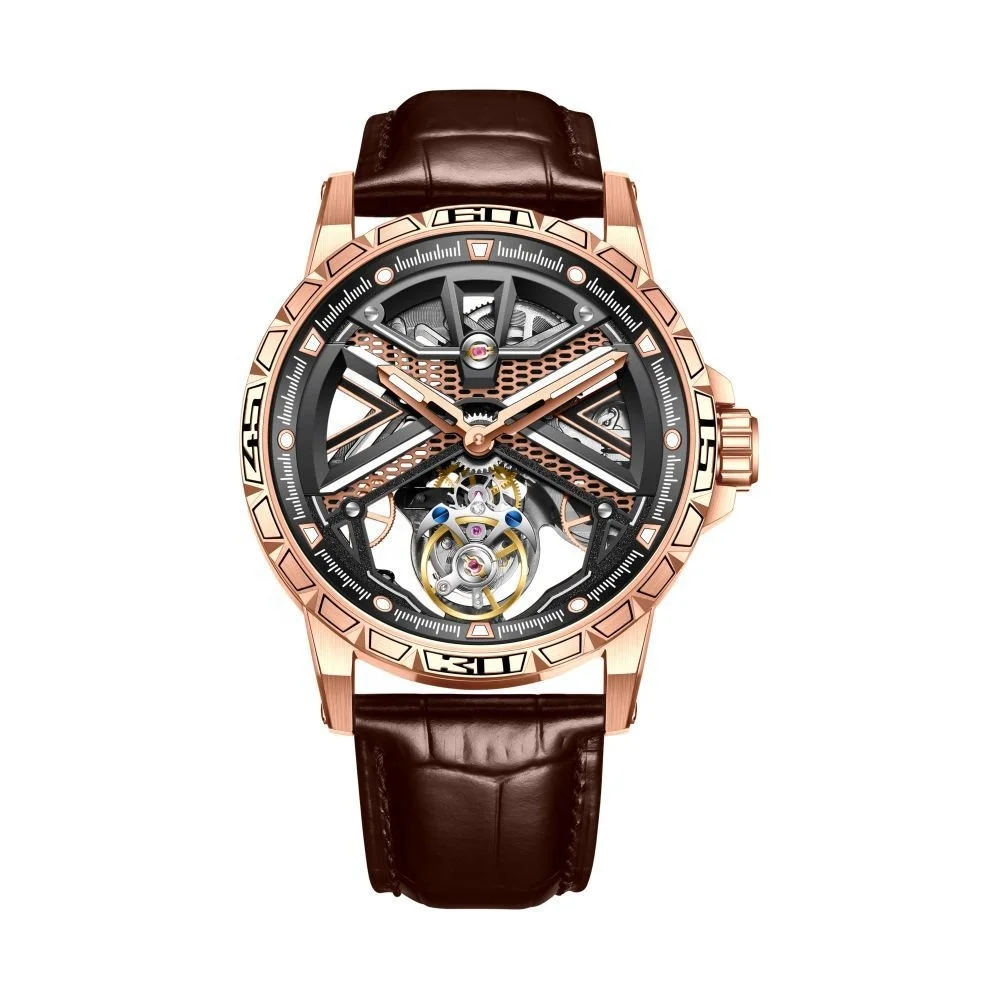 AESOP Original Brand Tourbillon Watches for Men Mechanical Skeleton Tourbillon Movement Fashion Wrist Watch Mens Sapphire Mirror