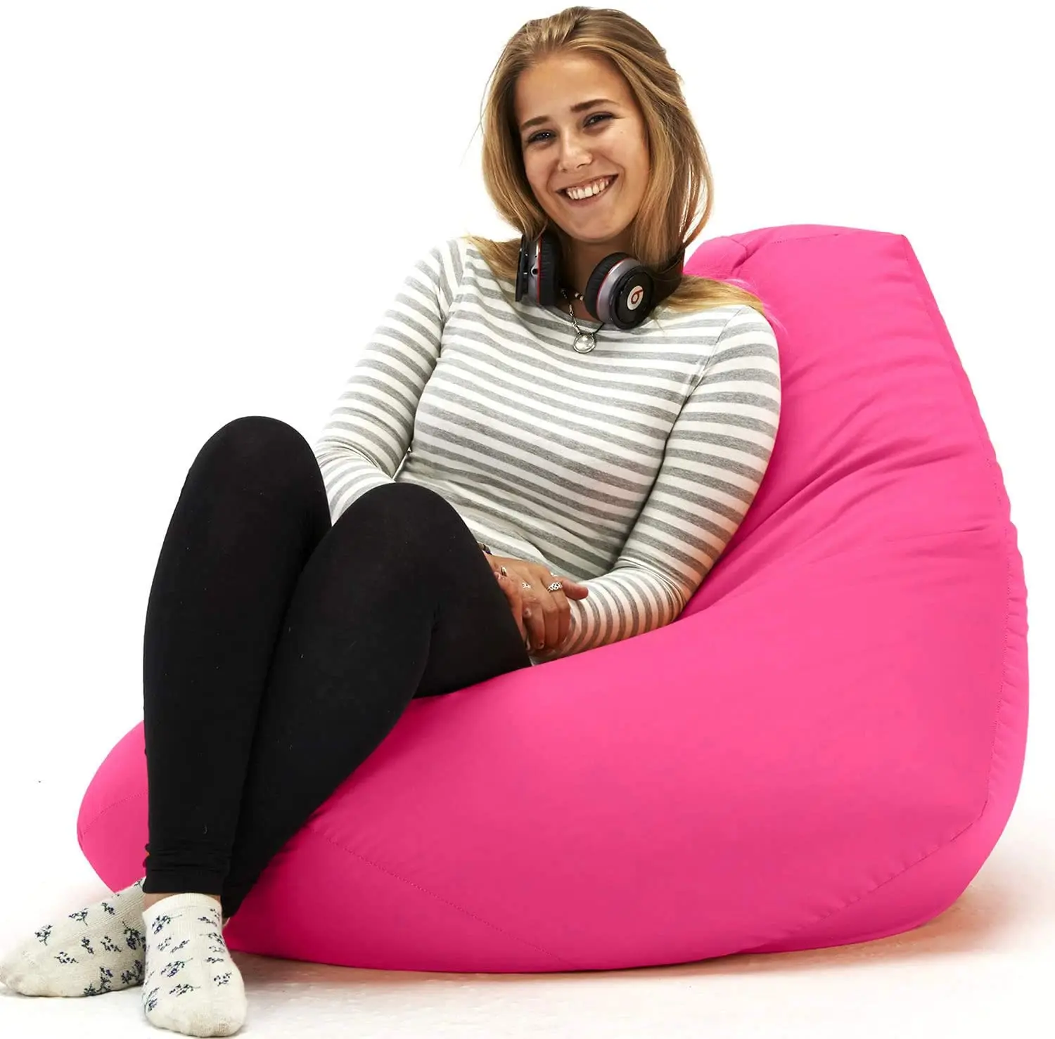 Customizable large horn-shaped lazy foldable sofa fabric can be filled with moon pod 2 in 1  bean bag chair